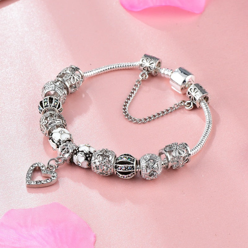 Wholesale DIY Hollow Flower Alloy Beaded Bracelets
