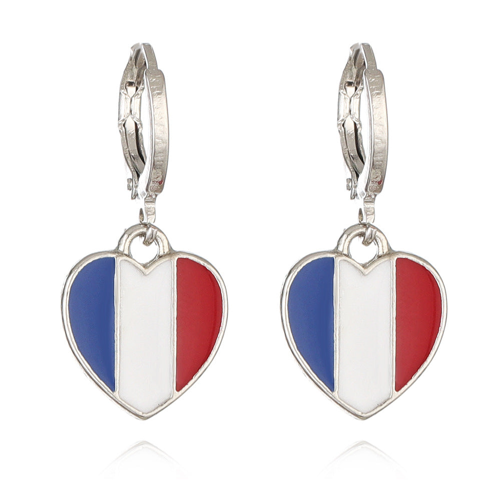 Wholesale National flag heart earrings