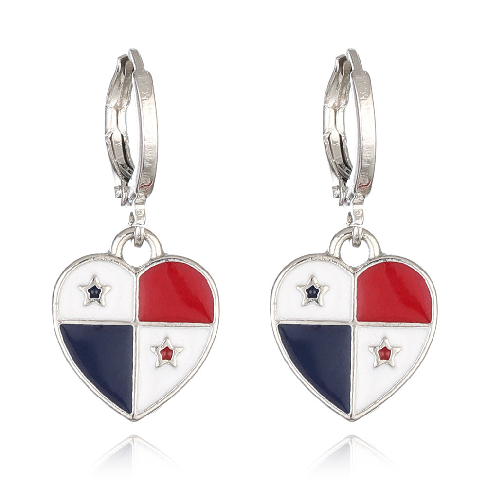 Wholesale National flag heart earrings