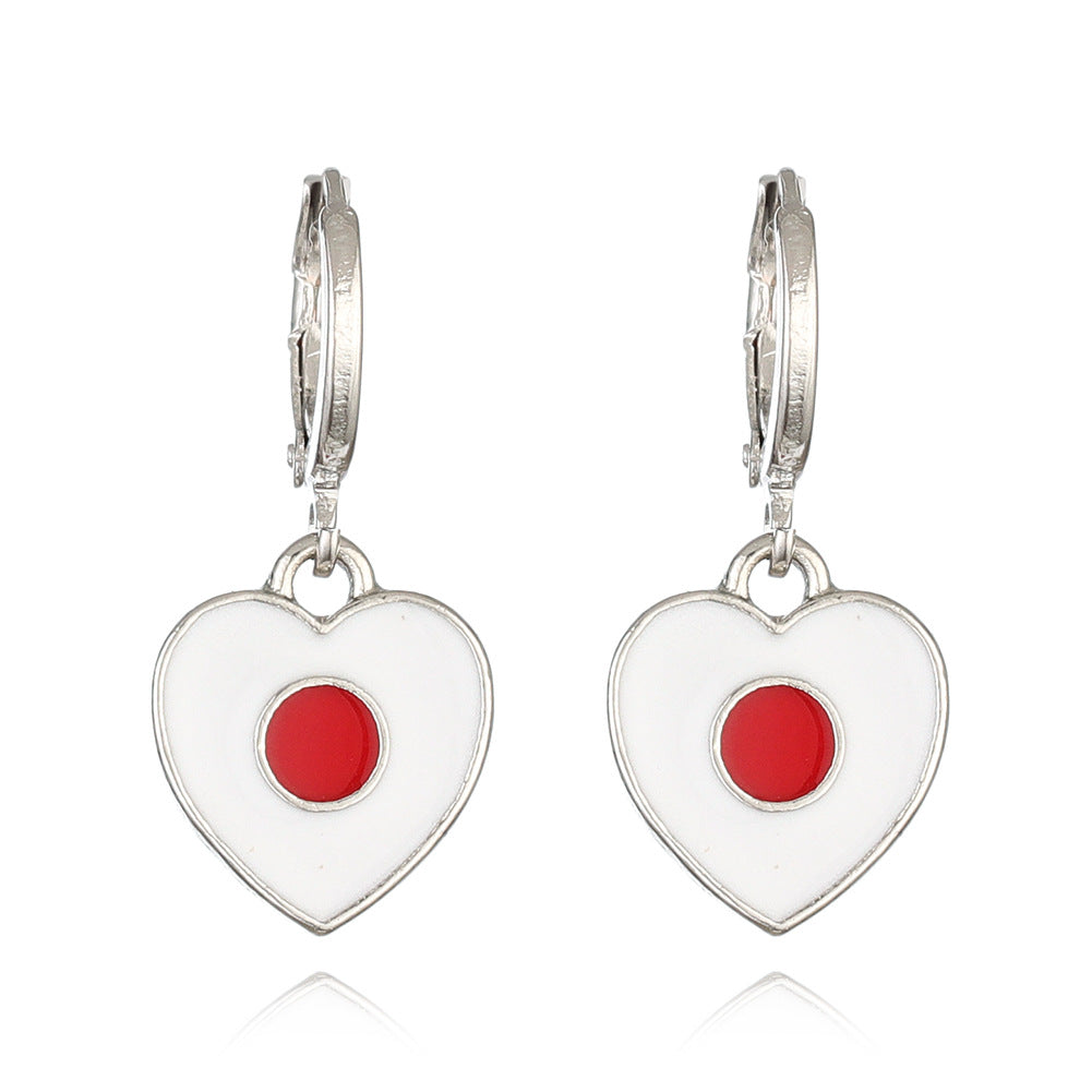 Wholesale National flag heart earrings