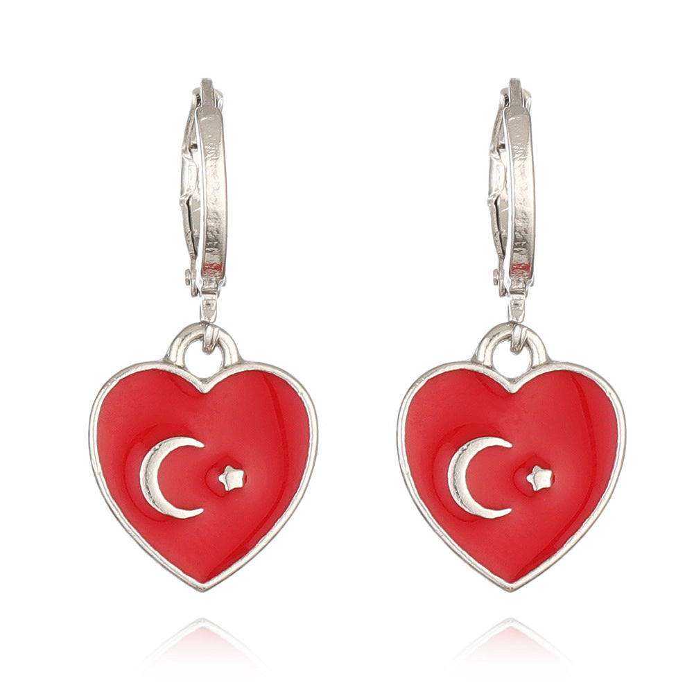 Wholesale National flag heart earrings