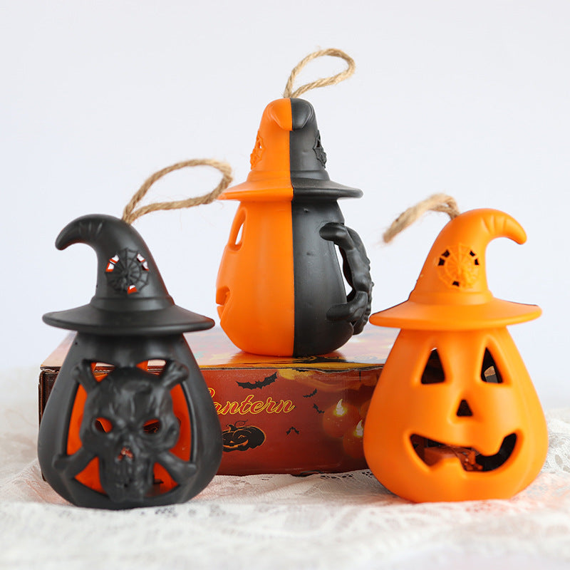 Wholesale Halloween Pumpkin Lantern Portable Horror Decoration Skull Plastic Candle Lamp