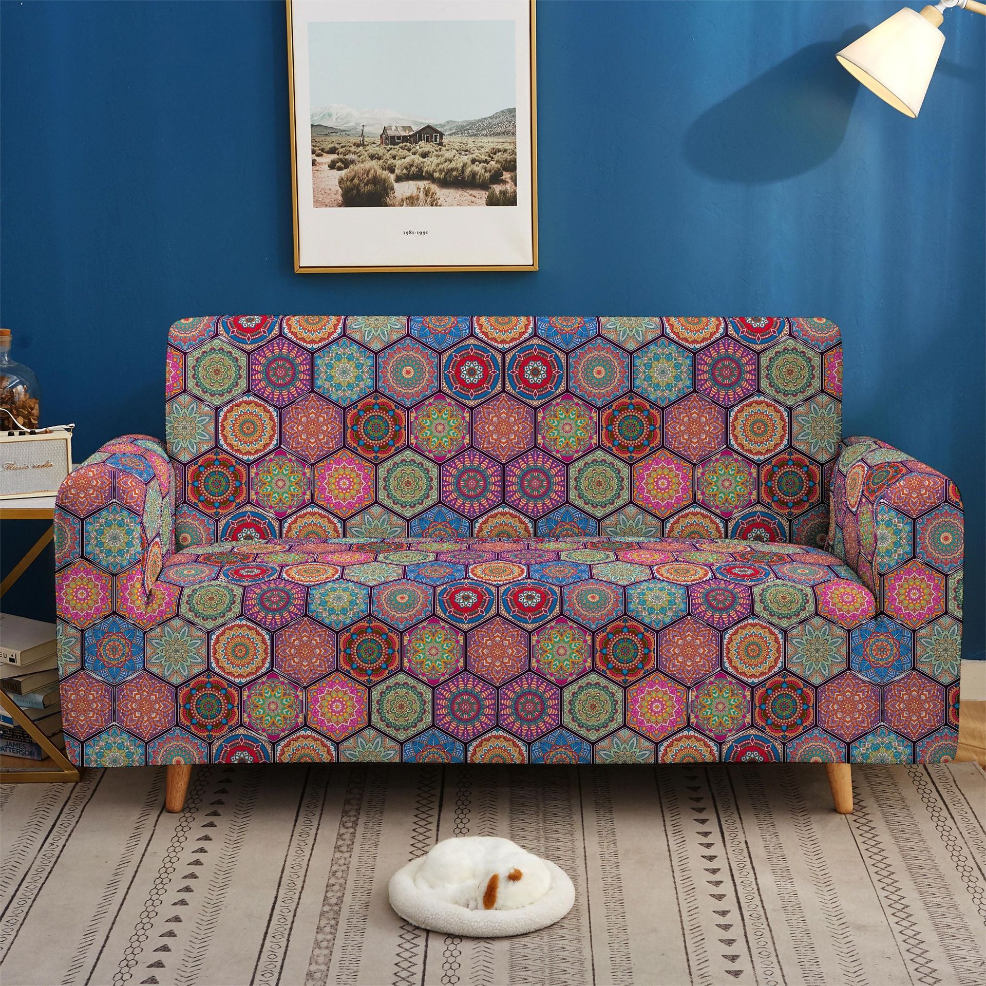 Wholesale Dustproof Anti-slip Elastic Four Seasons Universal Geometric Graphics All Inclusive Chemical Fiber Sofa Cover