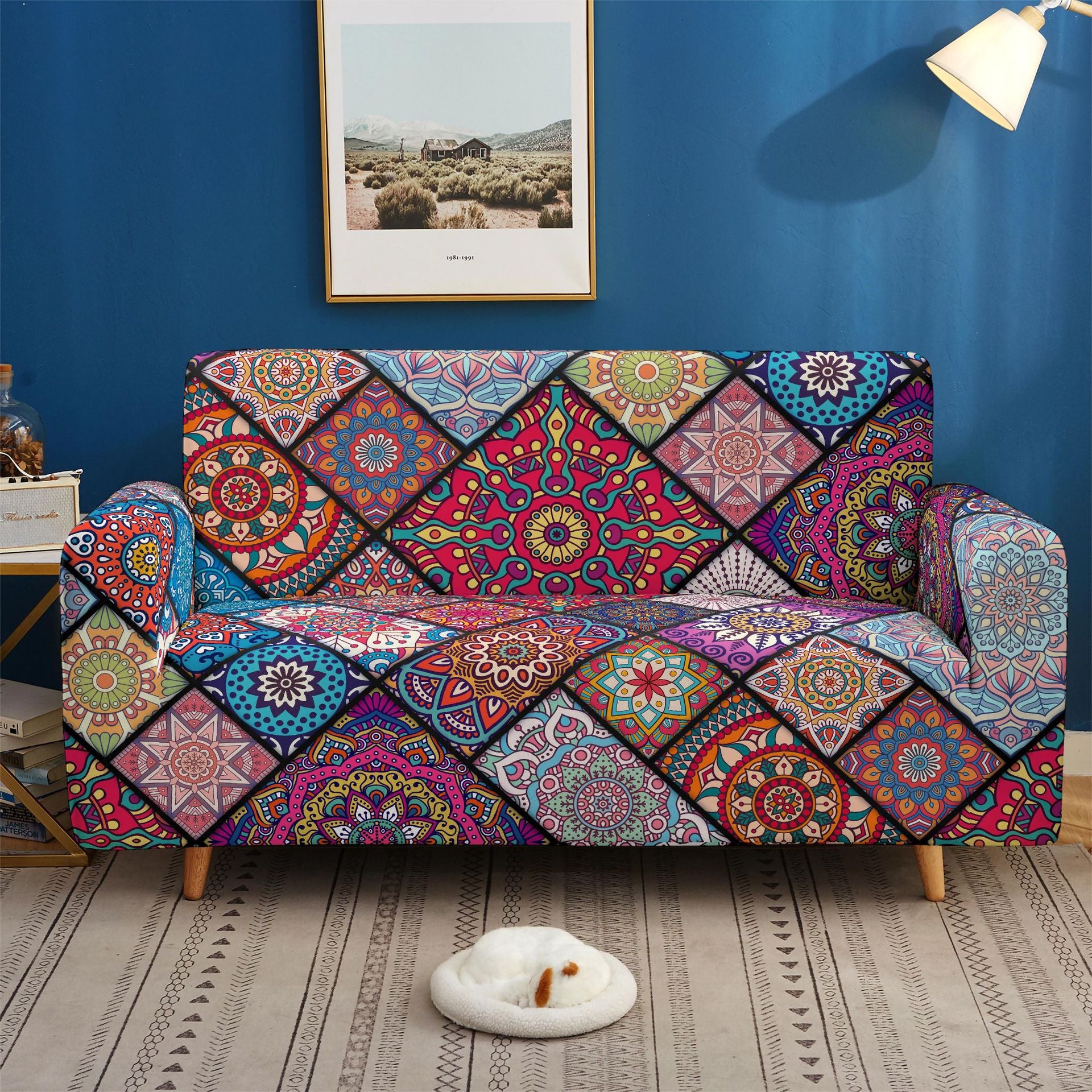 Wholesale Dustproof Anti-slip Elastic Four Seasons Universal Geometric Graphics All Inclusive Chemical Fiber Sofa Cover