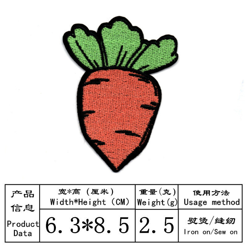 Wholesale Stylish Swallow Bird Carrot Red Embroidered Cloth Patch 7 Piece Set For Coat DIY