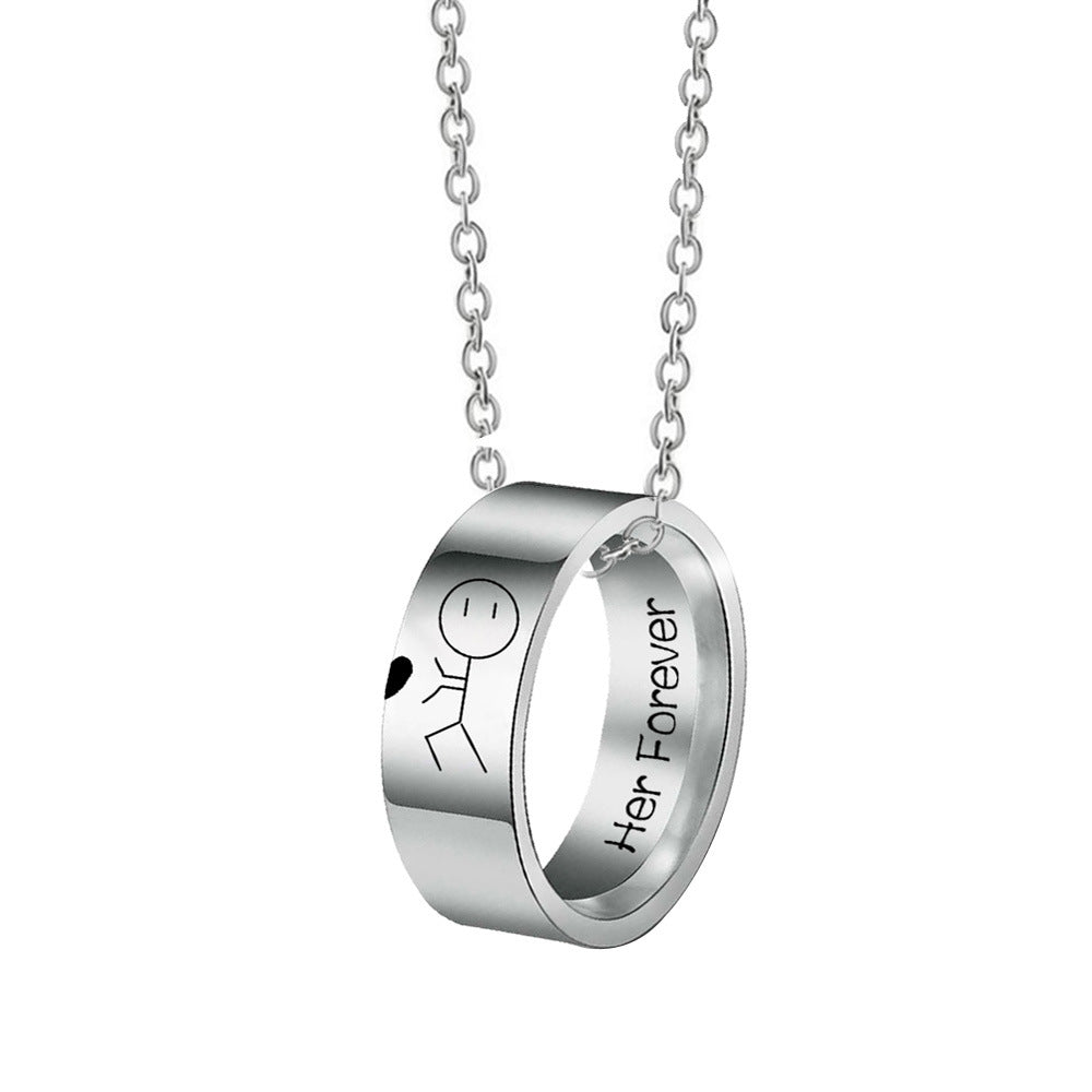 Wholesale Stainless Steel Ring His Always Her Forever Couple Titanium Steel Pendant Necklaces