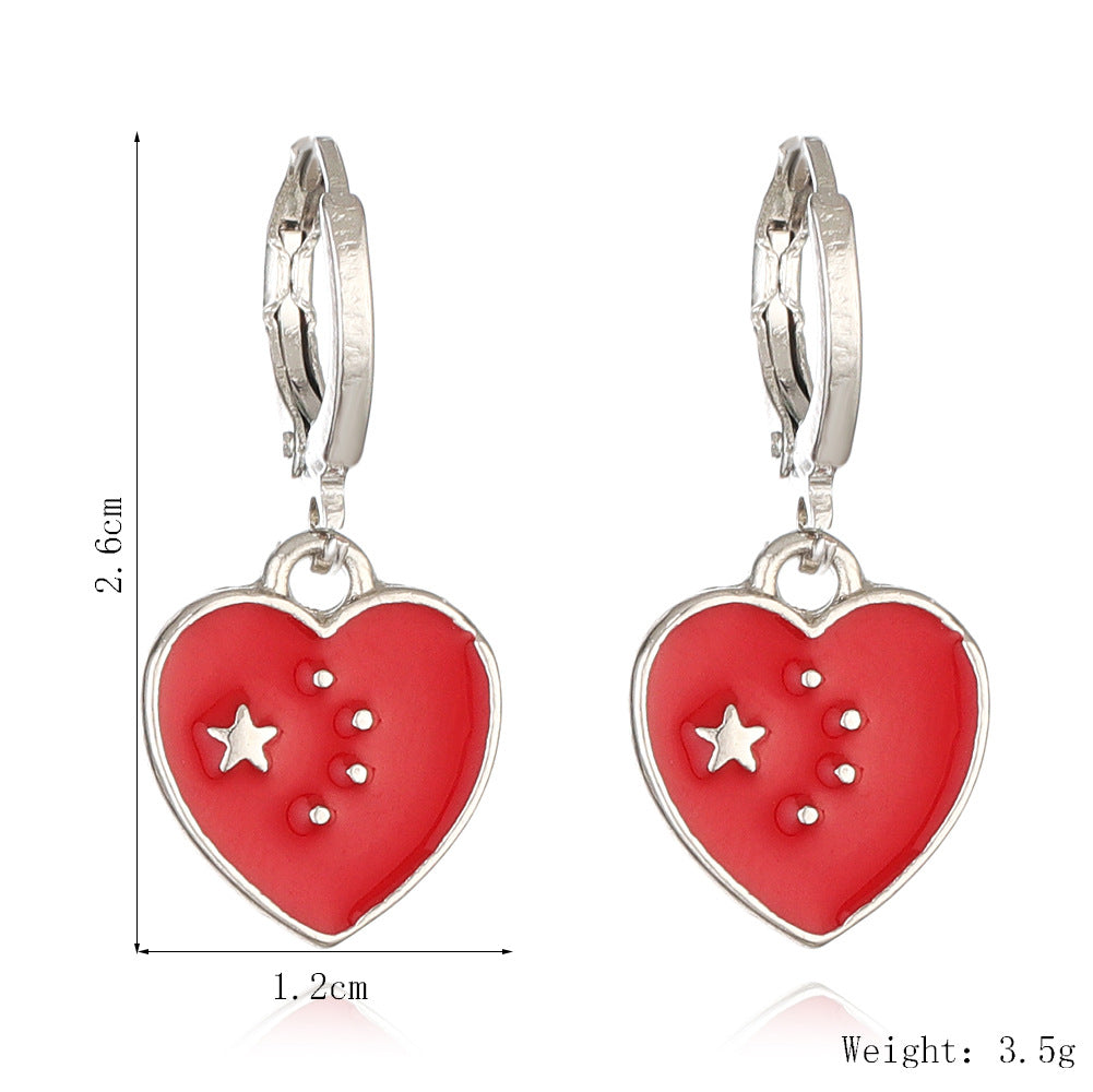 Wholesale National flag heart earrings