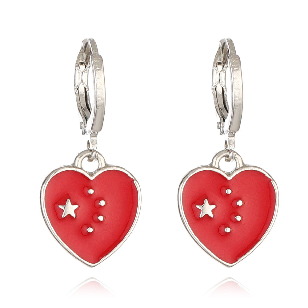 Wholesale National flag heart earrings