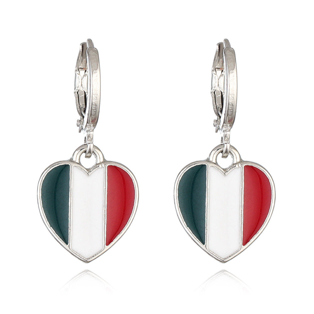 Wholesale National flag heart earrings