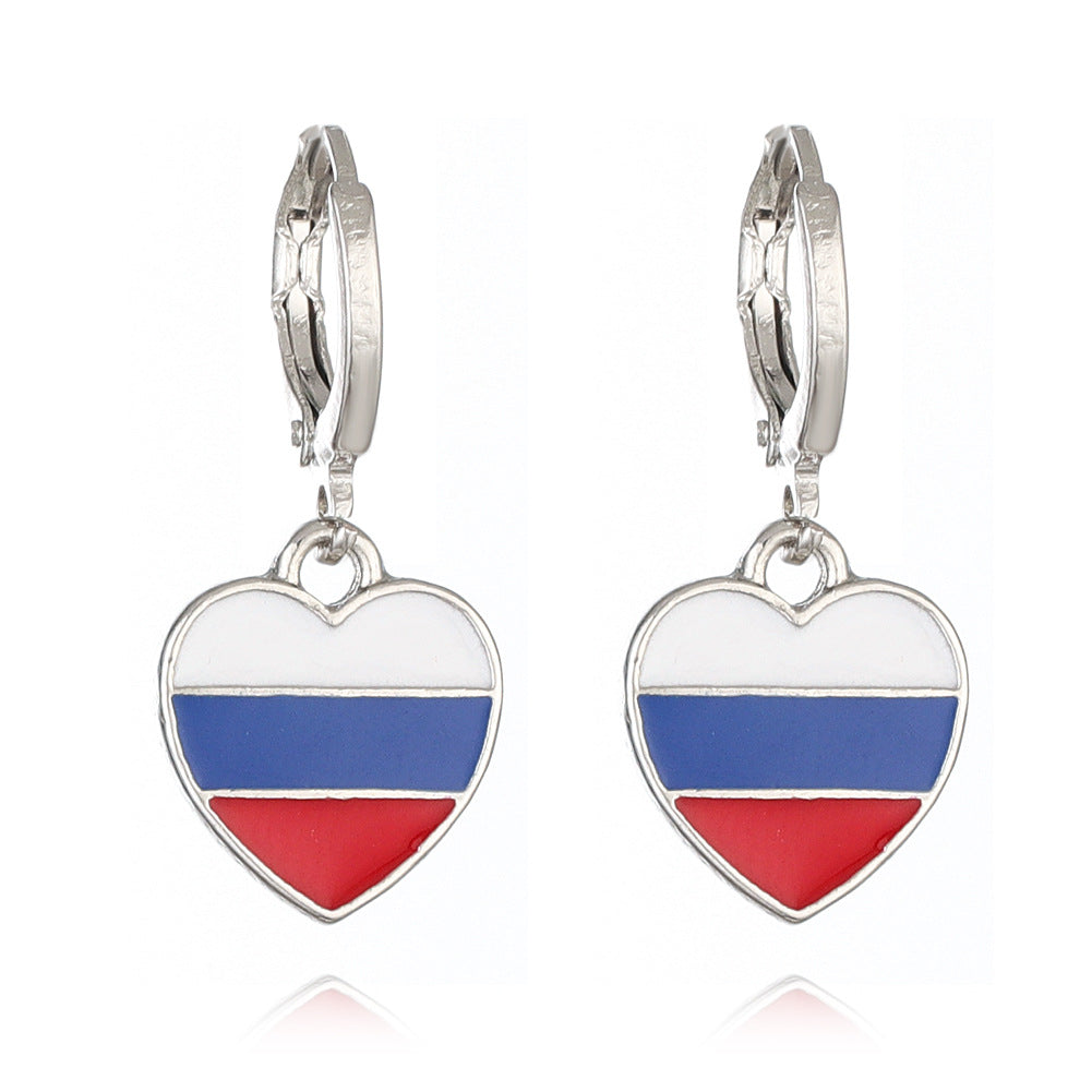 Wholesale National flag heart earrings