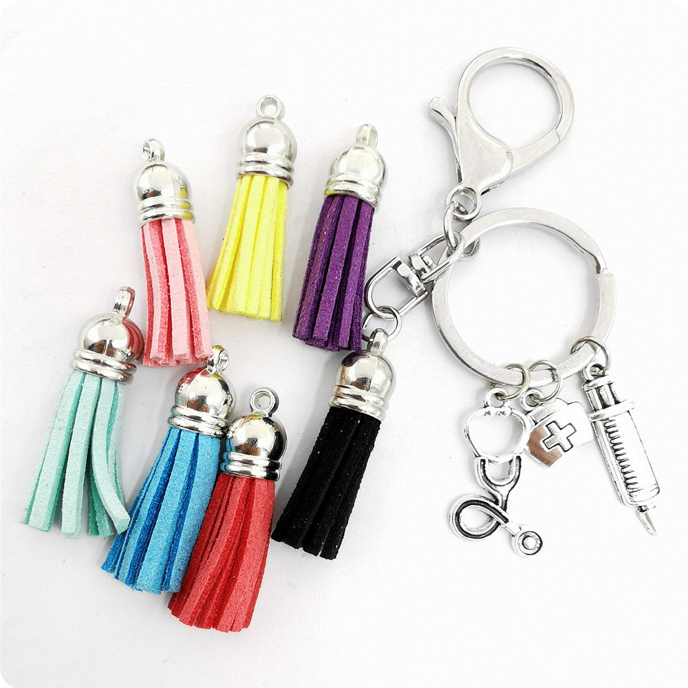 Wholesale 3PCS  Diy Tassel Medical Alloy Needle Syringe Stethoscope Nurse Key Ring