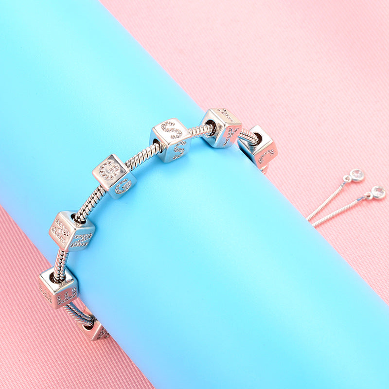 Wholesale Micro Inlaid Cube Alphabet Beading Rubik's Cube DIY Bracelet