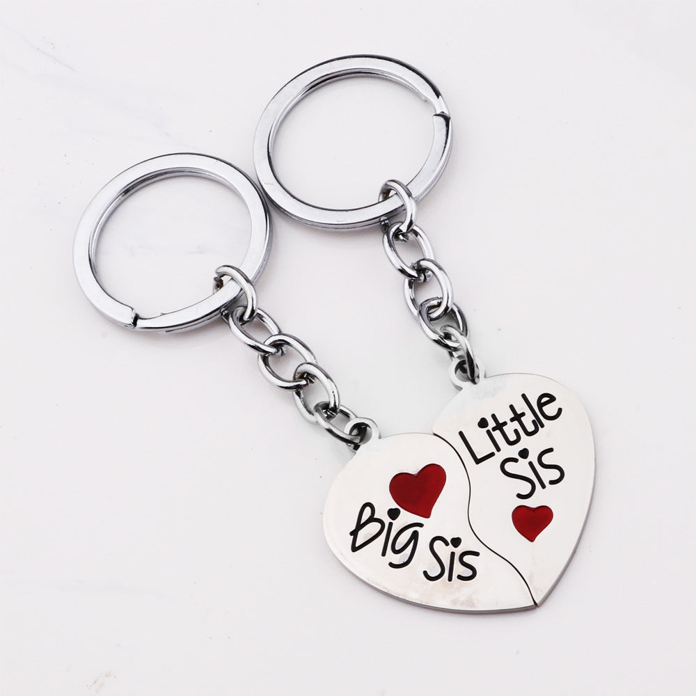 Wholesale Heart-shaped Stainless Steel Yin-yang Horse Pair of Circular Keychains