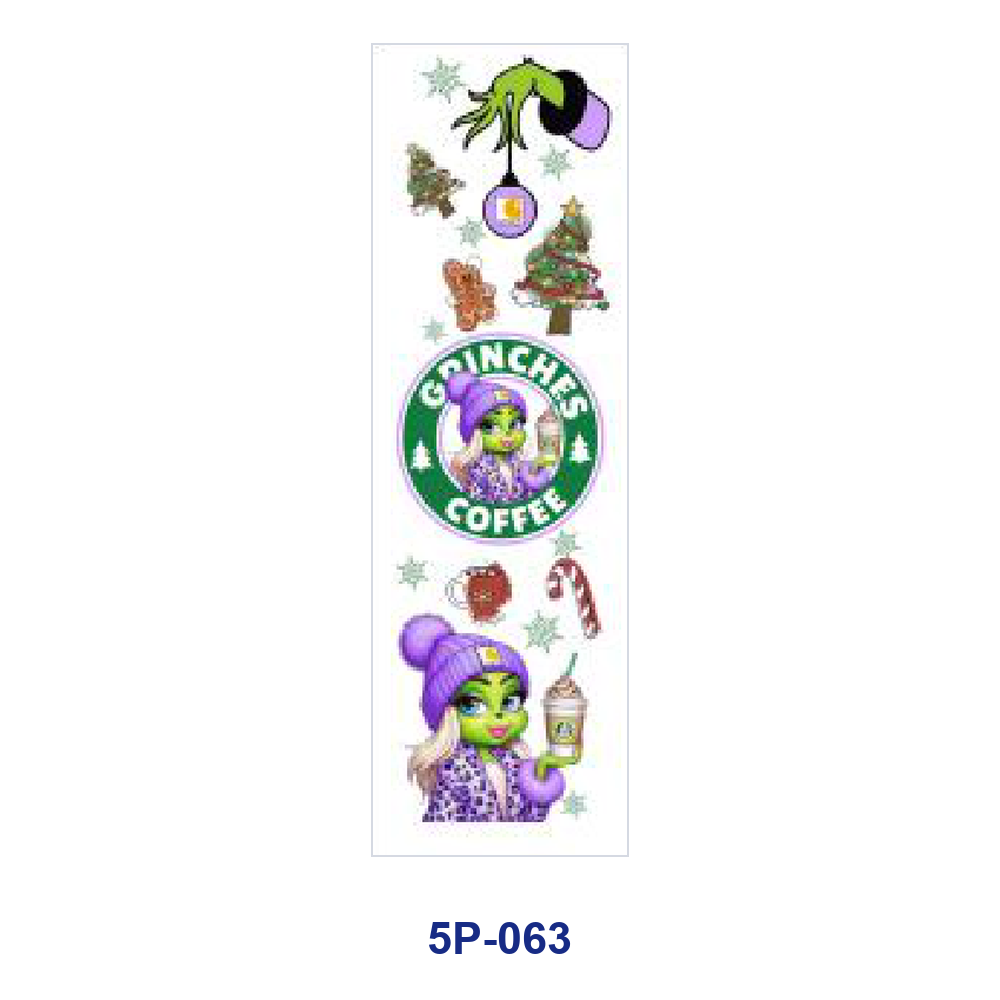 Wholesale 2/ 8/ 16pcs Winter Fashion Girl Coffee Floral Inspirational Phrase Xmas Ornament Print Pen and Bookmark Stickers UV DTF Wraps OLY Exclusive