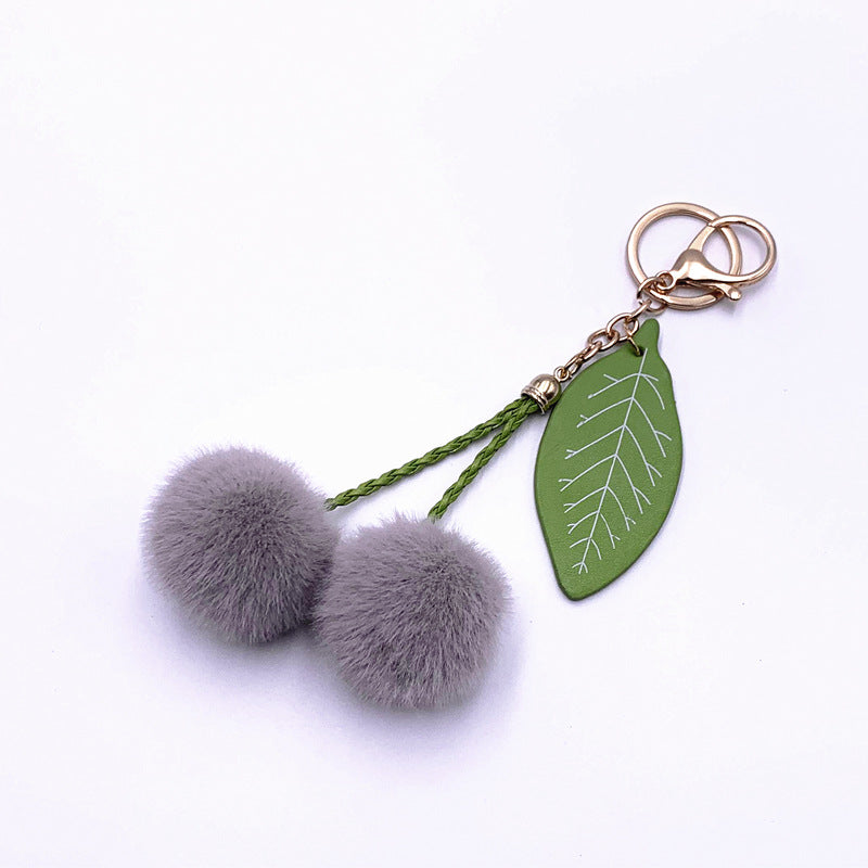 Wholesale Cute Cherry Pom Pom Keychain