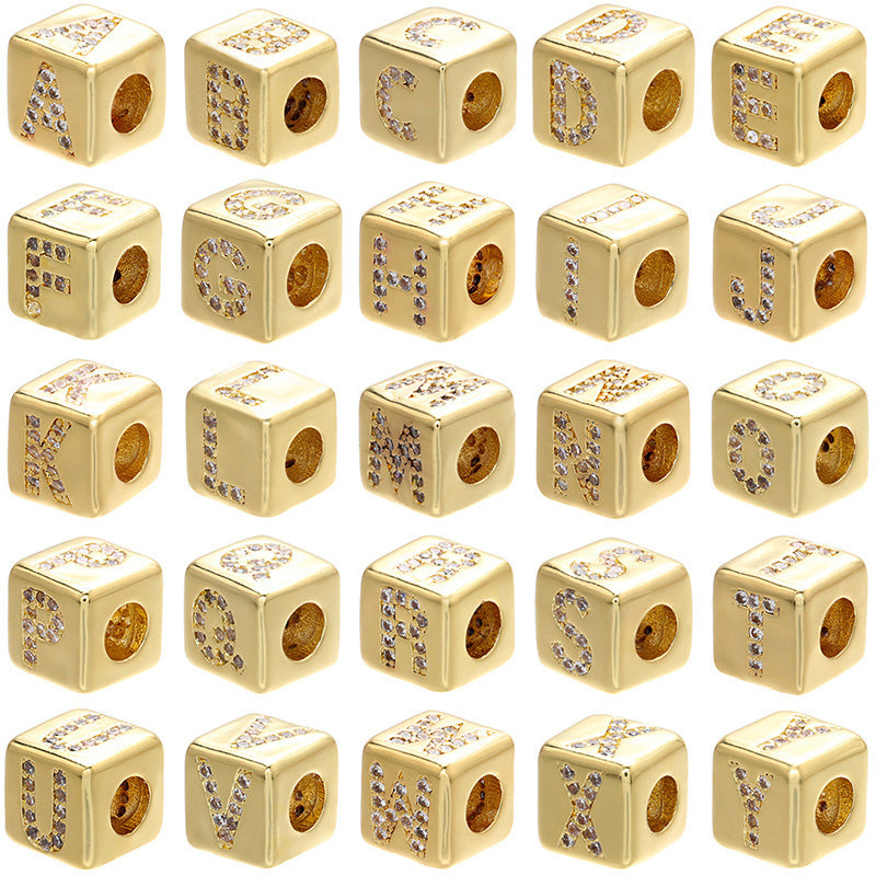 Wholesale Micro Inlaid Cube Alphabet Beading Rubik's Cube DIY Bracelet
