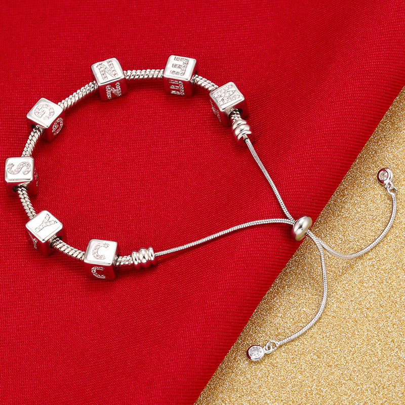 Wholesale Micro Inlaid Cube Alphabet Beading Rubik's Cube DIY Bracelet