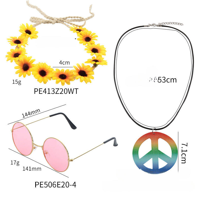 Wholesale PC 60s Series Flower Headband Glasses Set