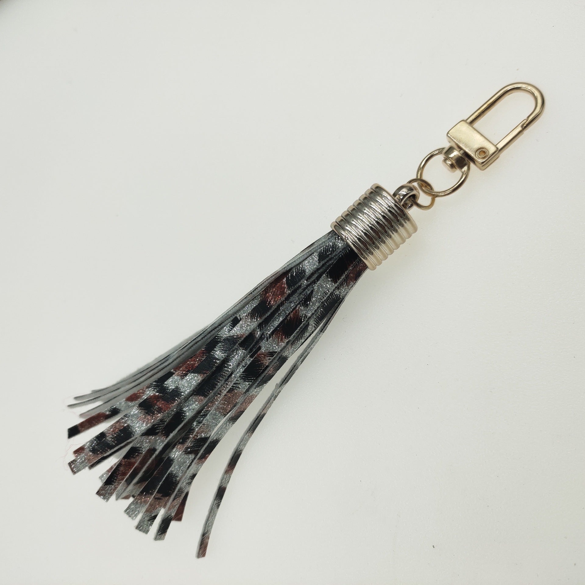 Wholesale Leopard Flower Leather Tassel Keychain