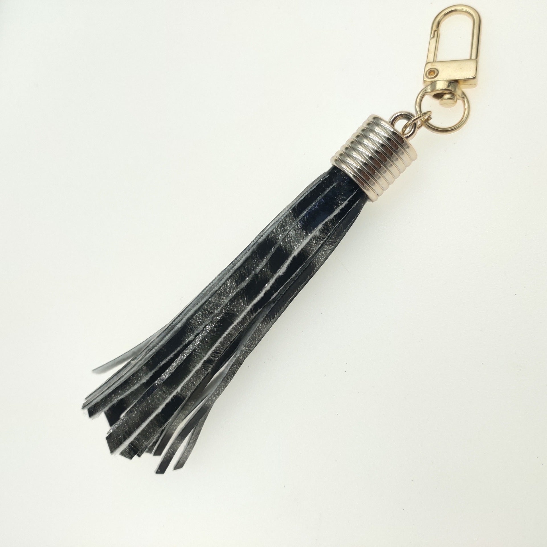 Wholesale Leopard Flower Leather Tassel Keychain