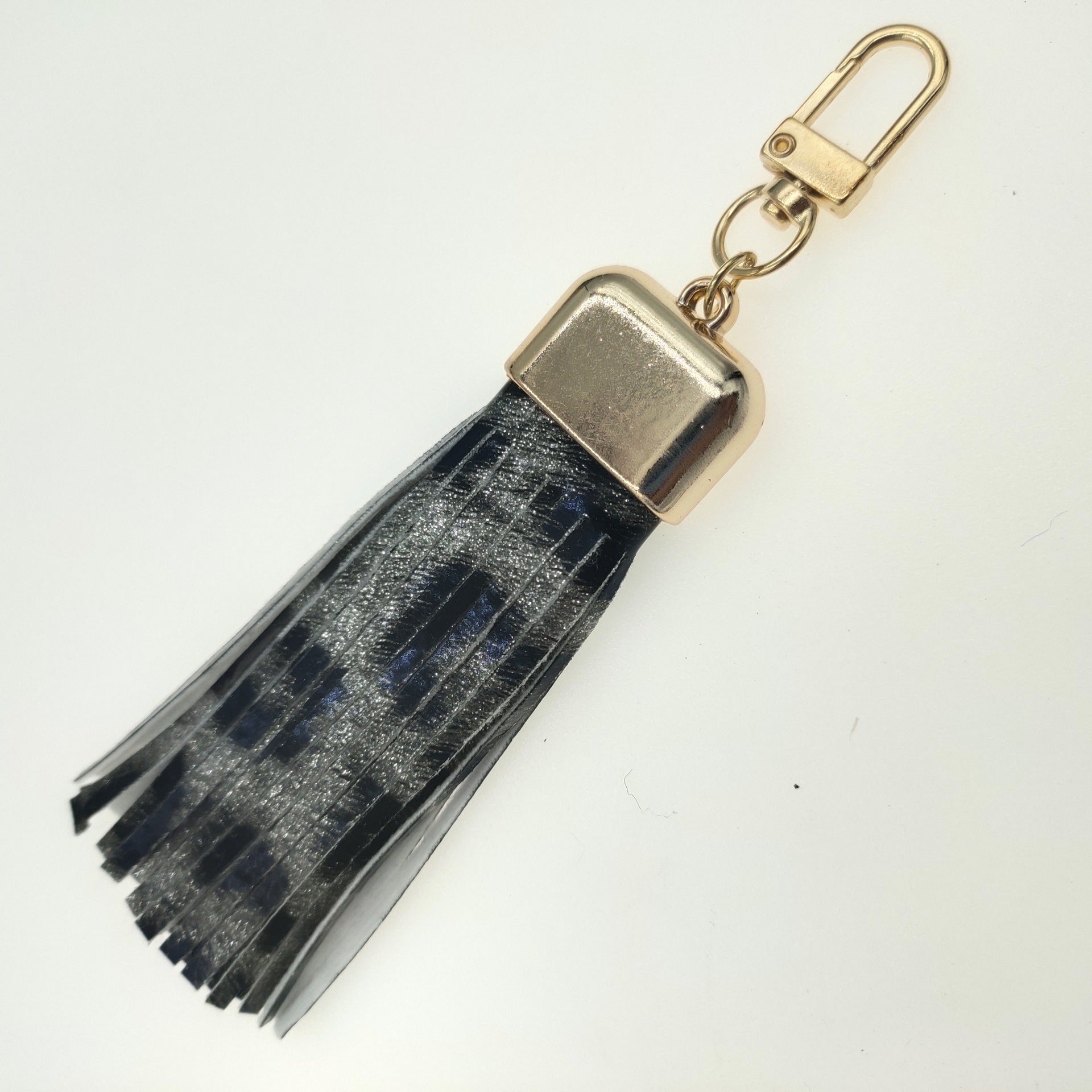 Wholesale Leopard Flower Leather Tassel Keychain