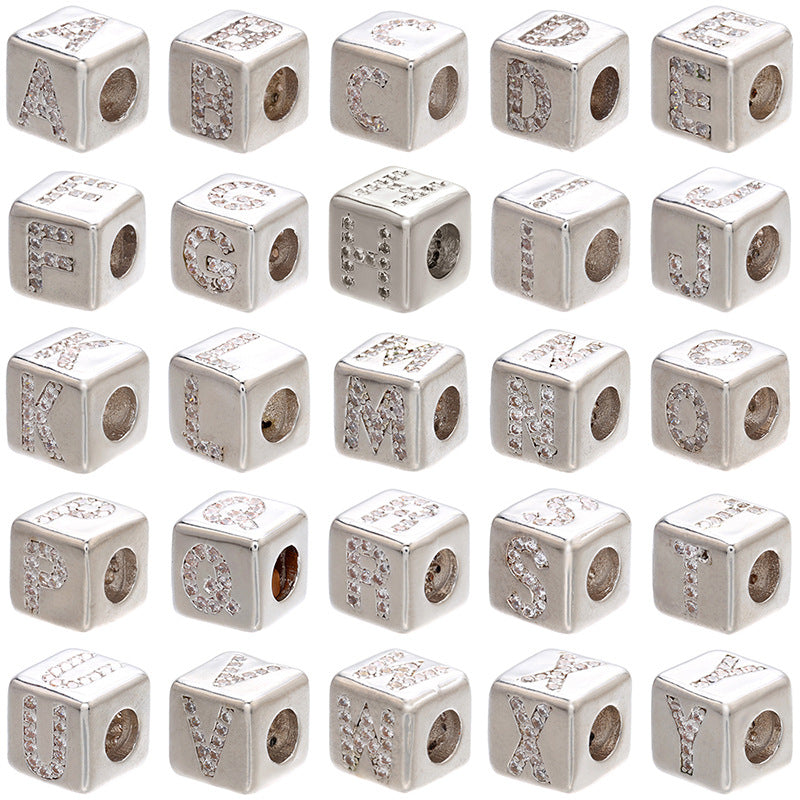 Wholesale Micro Inlaid Cube Alphabet Beading Rubik's Cube DIY Bracelet