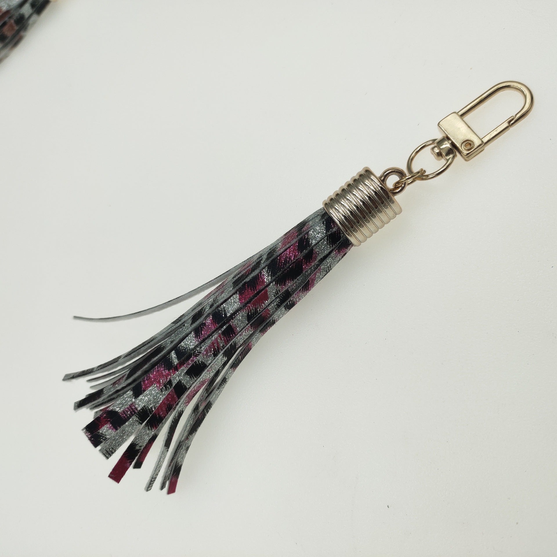 Wholesale Leopard Flower Leather Tassel Keychain
