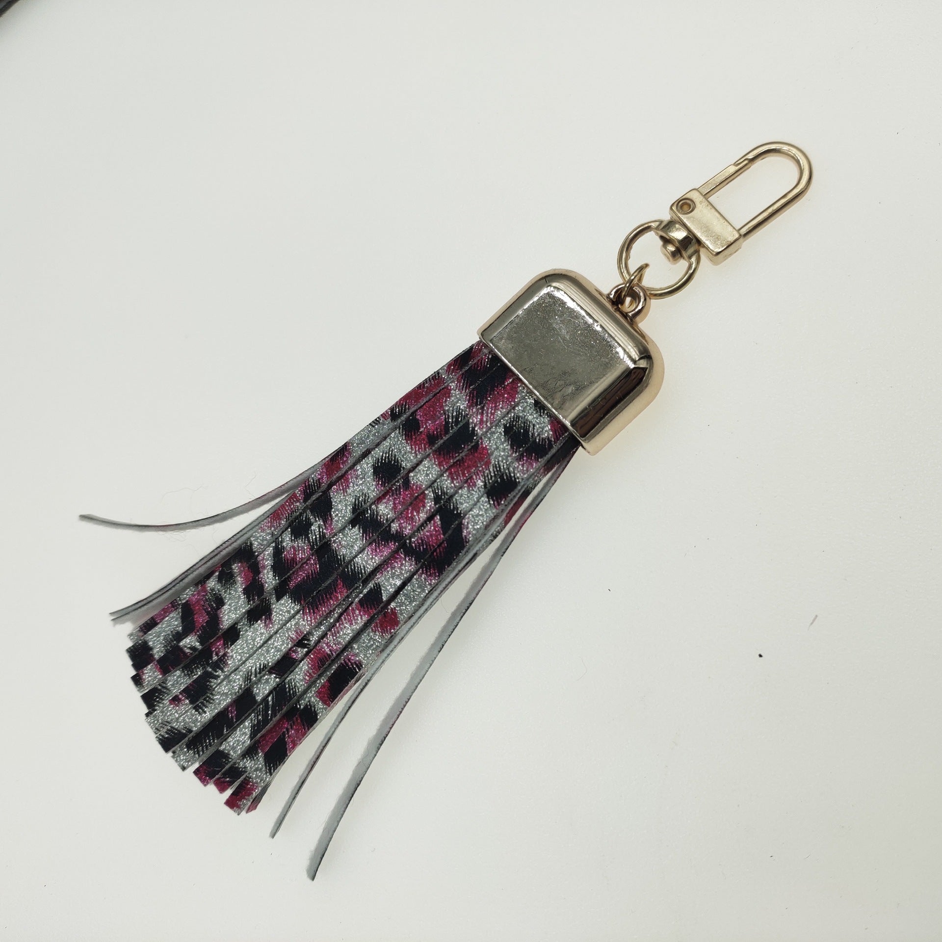 Wholesale Leopard Flower Leather Tassel Keychain