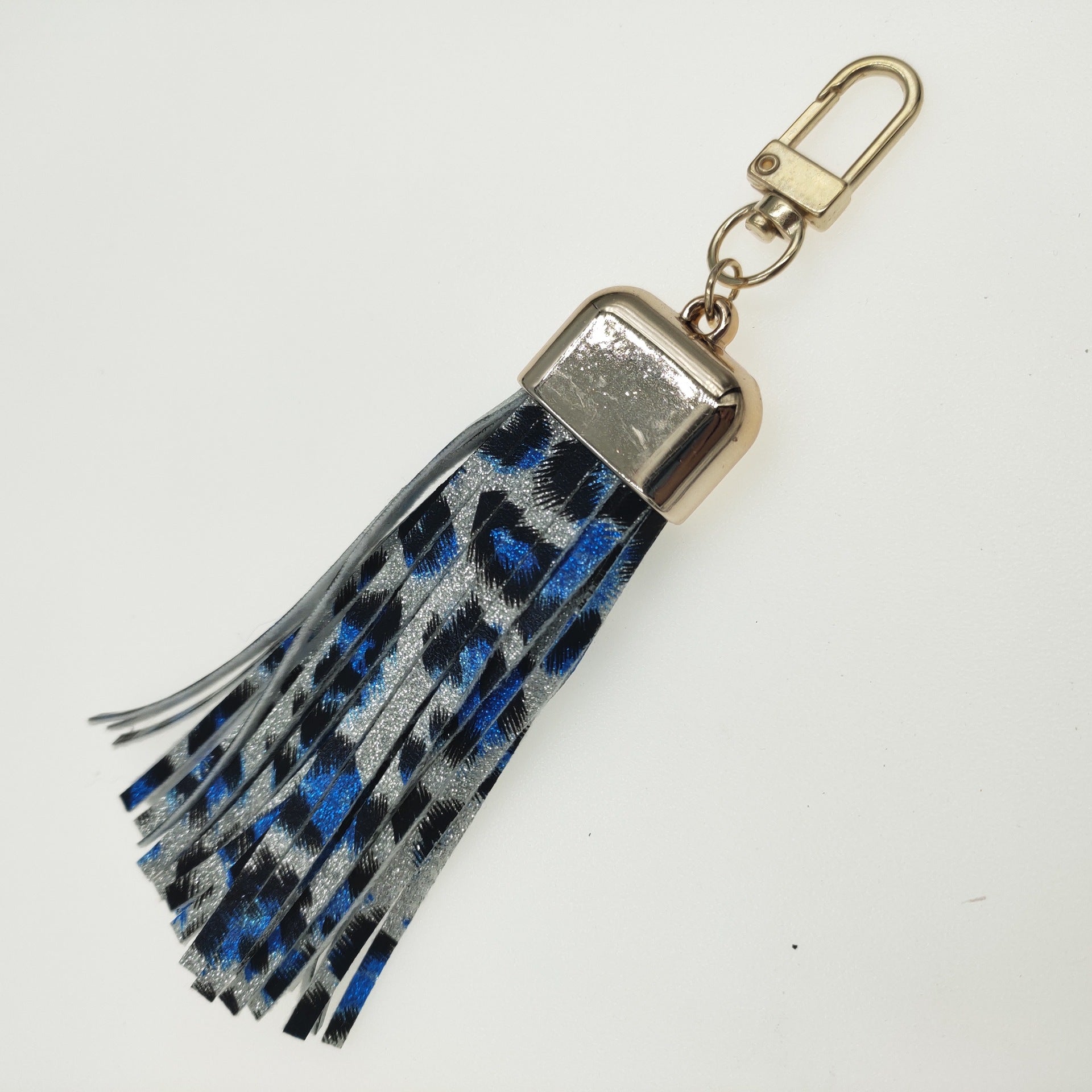 Wholesale Leopard Flower Leather Tassel Keychain