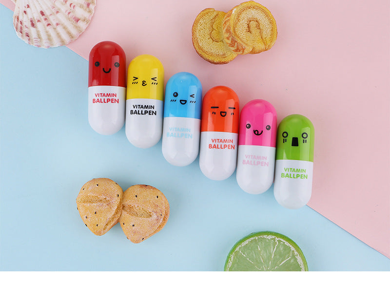 Wholesale Mini Cute Expression Pills Plastic Ballpoint Pens