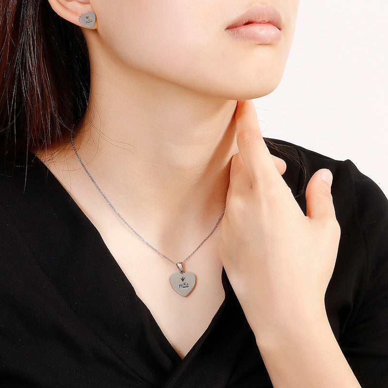 Wholesale New Mother's Day Gift Simple Love Hollow Necklace Earrings Set of Two