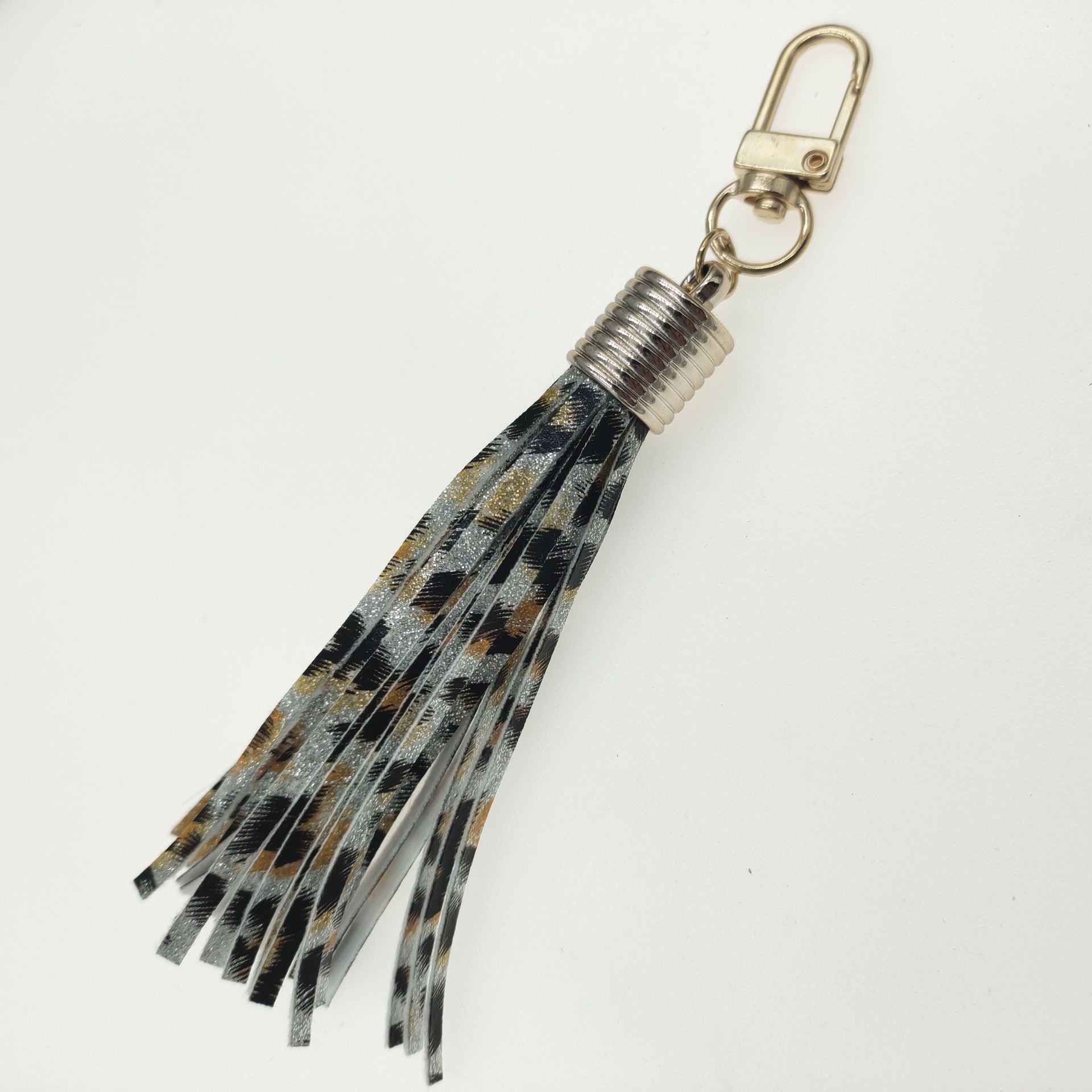 Wholesale Leopard Flower Leather Tassel Keychain