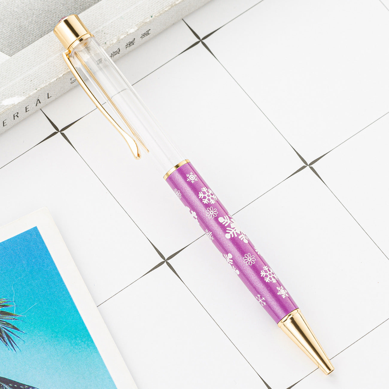 Wholesale DIY Crystal Oil Filled Empty Tube Pen Metal Ballpoint Pen