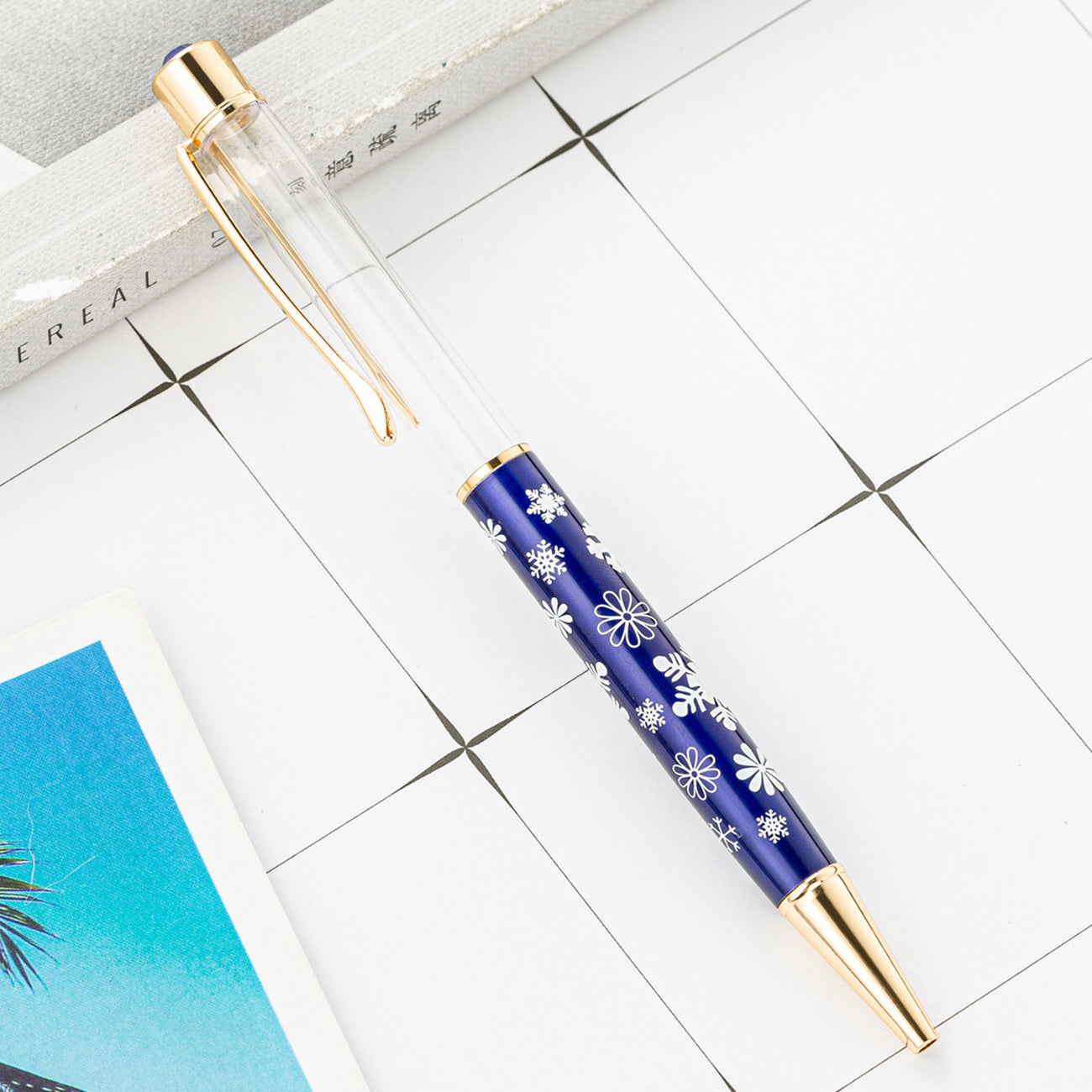 Wholesale DIY Crystal Oil Filled Empty Tube Pen Metal Ballpoint Pen