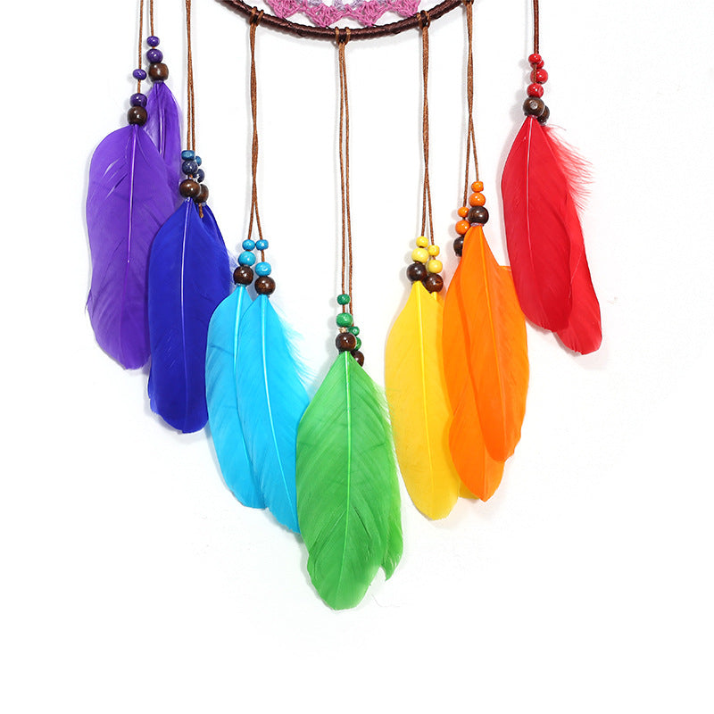 Wholesale Rainbow Feather Dream Catcher