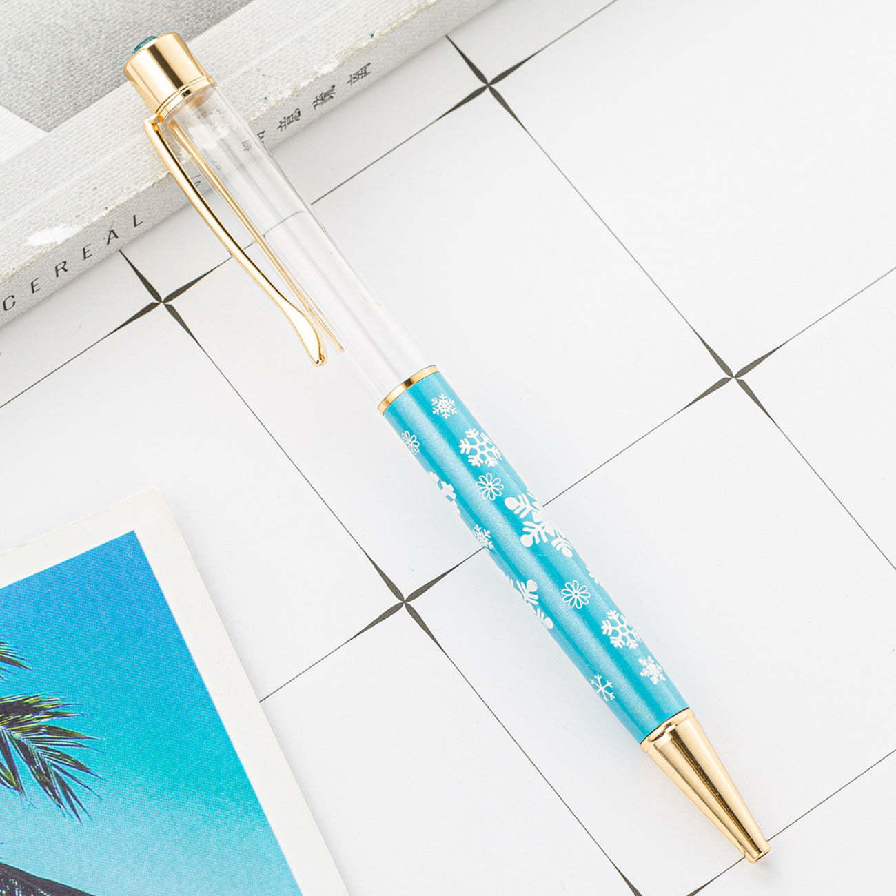 Wholesale DIY Crystal Oil Filled Empty Tube Pen Metal Ballpoint Pen