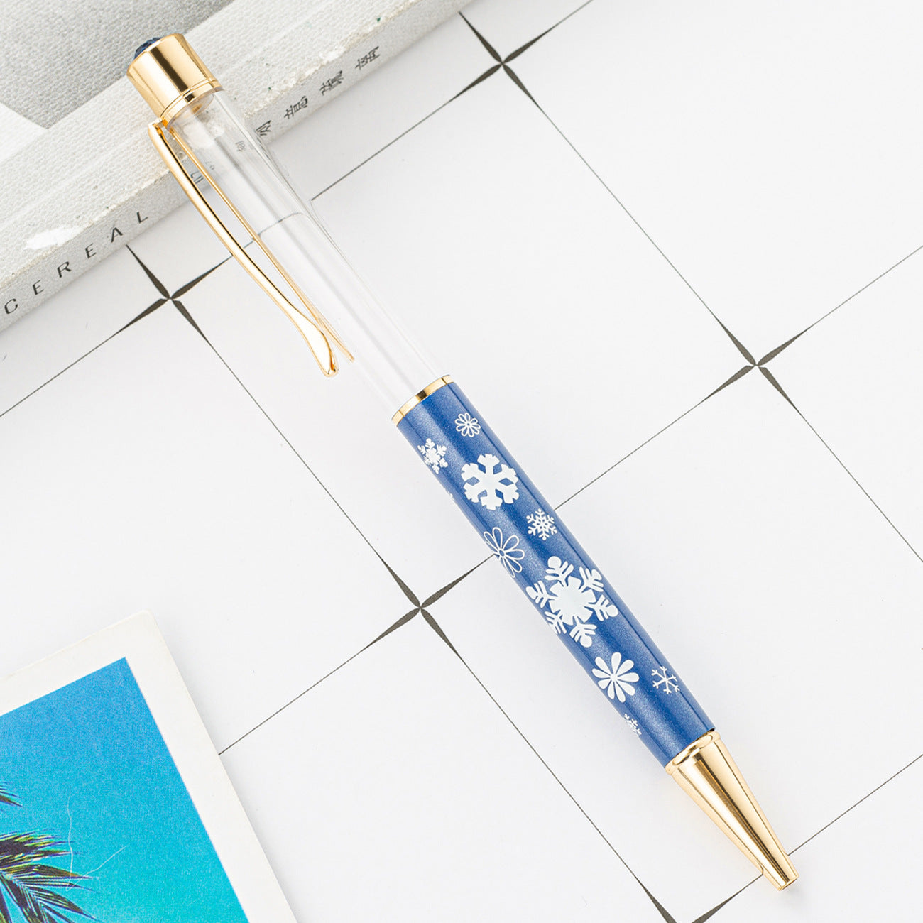 Wholesale DIY Crystal Oil Filled Empty Tube Pen Metal Ballpoint Pen