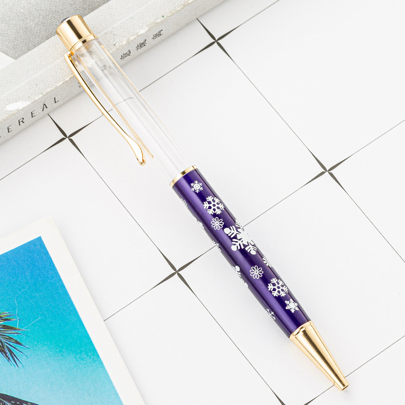 Wholesale DIY Crystal Oil Filled Empty Tube Pen Metal Ballpoint Pen