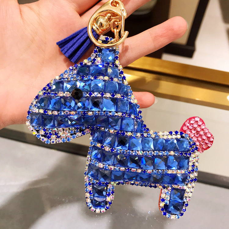 Wholesale Cute diamond studded horse Rhinestone Keychain