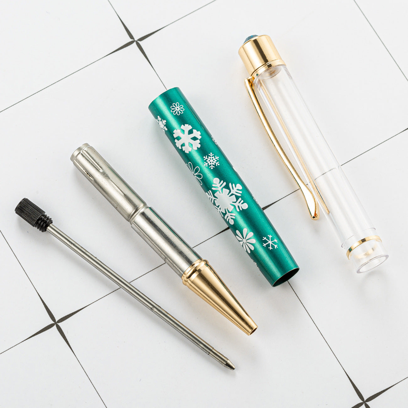 Wholesale DIY Crystal Oil Filled Empty Tube Pen Metal Ballpoint Pen