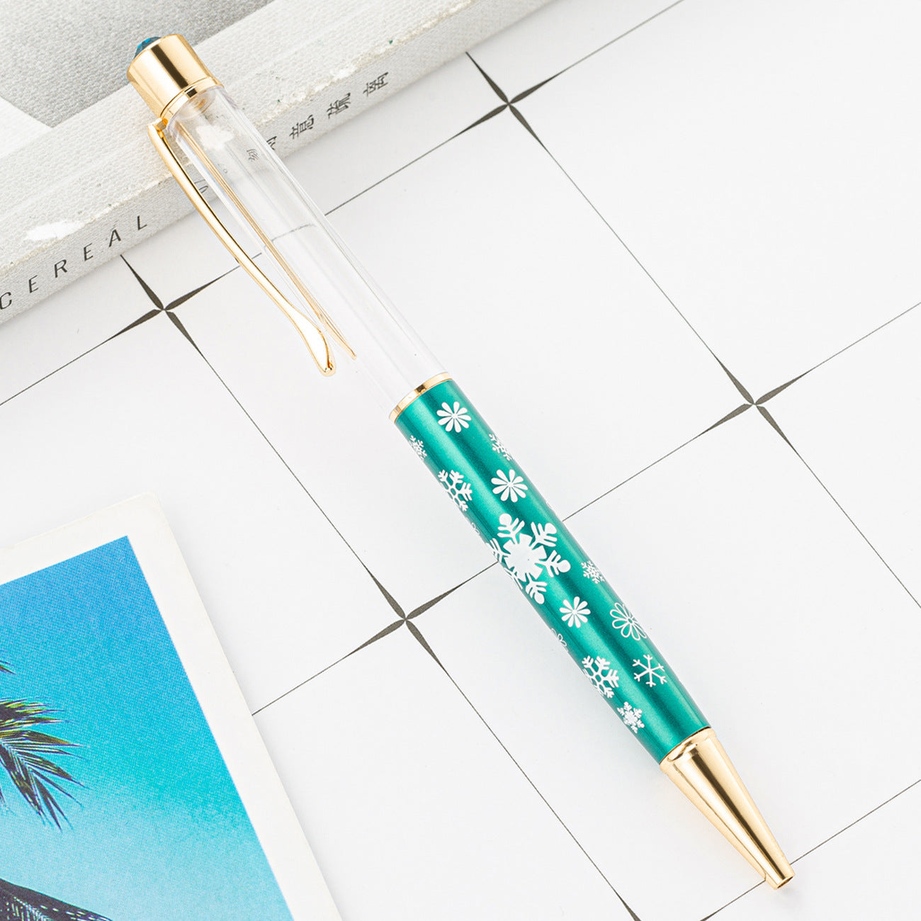 Wholesale DIY Crystal Oil Filled Empty Tube Pen Metal Ballpoint Pen