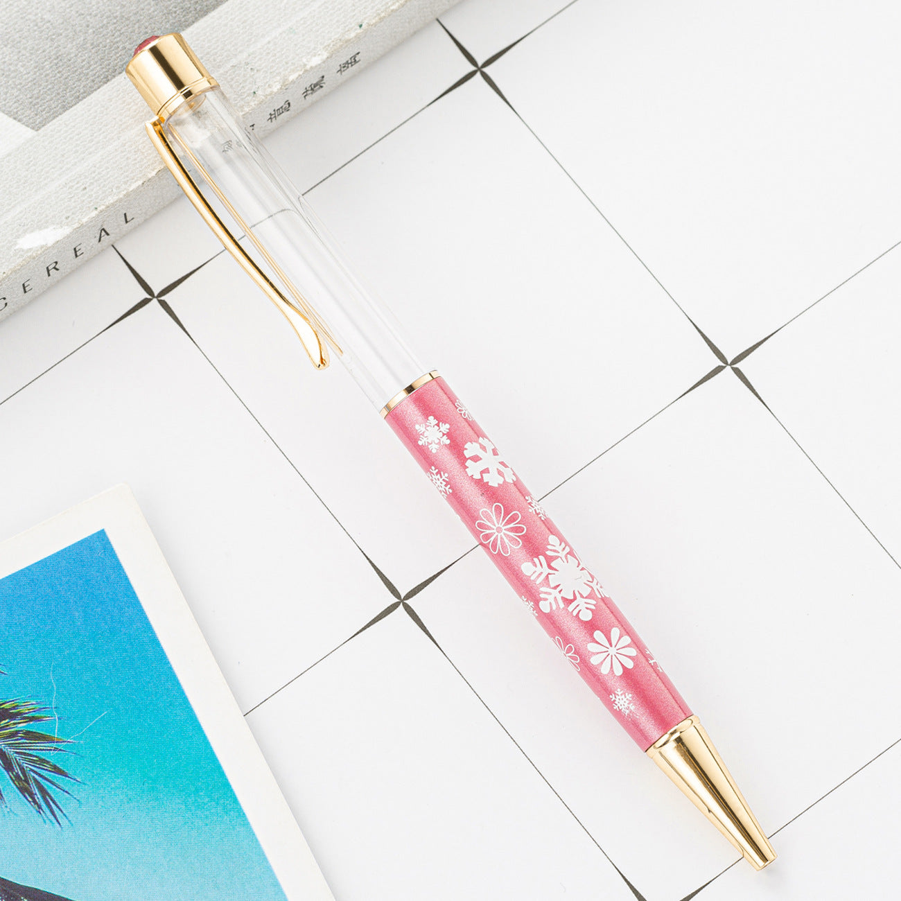 Wholesale DIY Crystal Oil Filled Empty Tube Pen Metal Ballpoint Pen