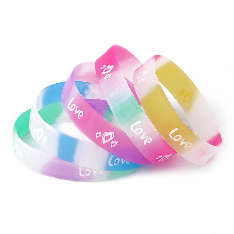 Amor al por mayor Peach Heart Silicone Luminoso Sports Running Bracelet