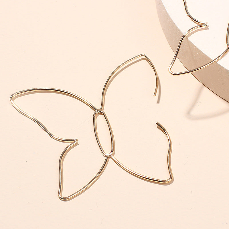 Wholesale Butterfly Line Hollow Metal Earrings