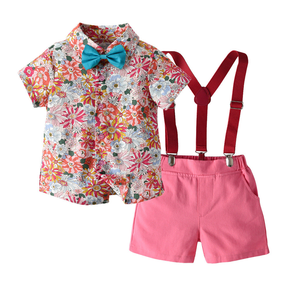 Wholesale of Boys' Cotton Printed Shirts and Pants Sets