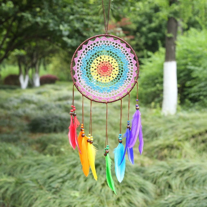Wholesale Rainbow Feather Dream Catcher