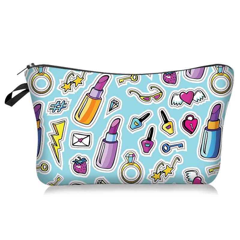 Bolsa cosmética impresa de labios de lápiz labial de poliéster al por mayor