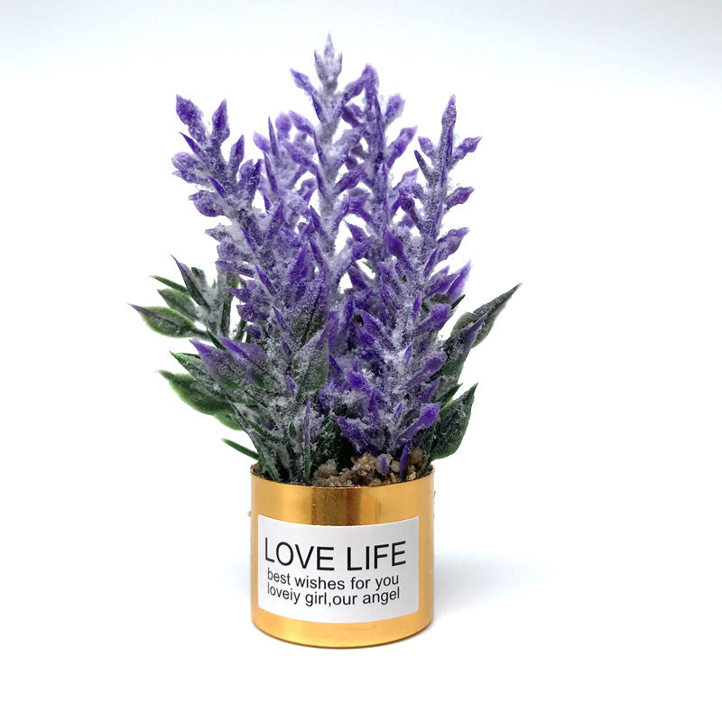 Wholesale 1:12 doll house dollhouse mini model handmadet iron basin lavender flower arrangement fleshy