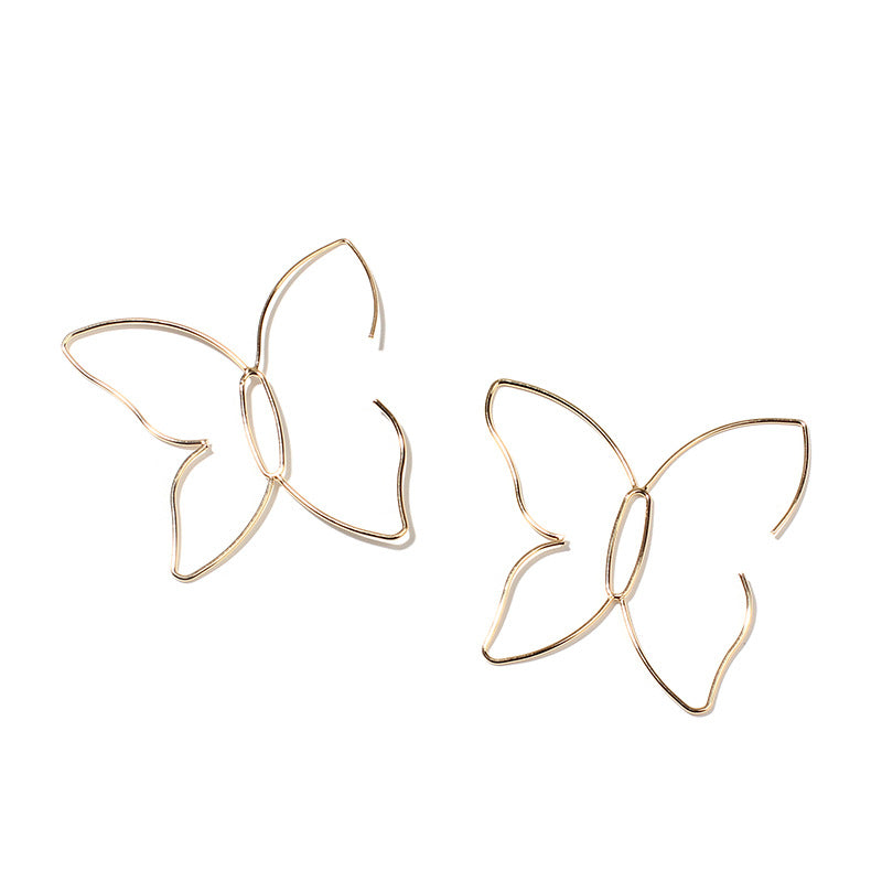 Wholesale Butterfly Line Hollow Metal Earrings