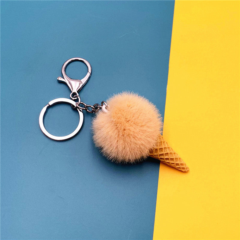 Wholesale Cartoon Fruit Keychain Ice Cream Cone Plush Car Keychain